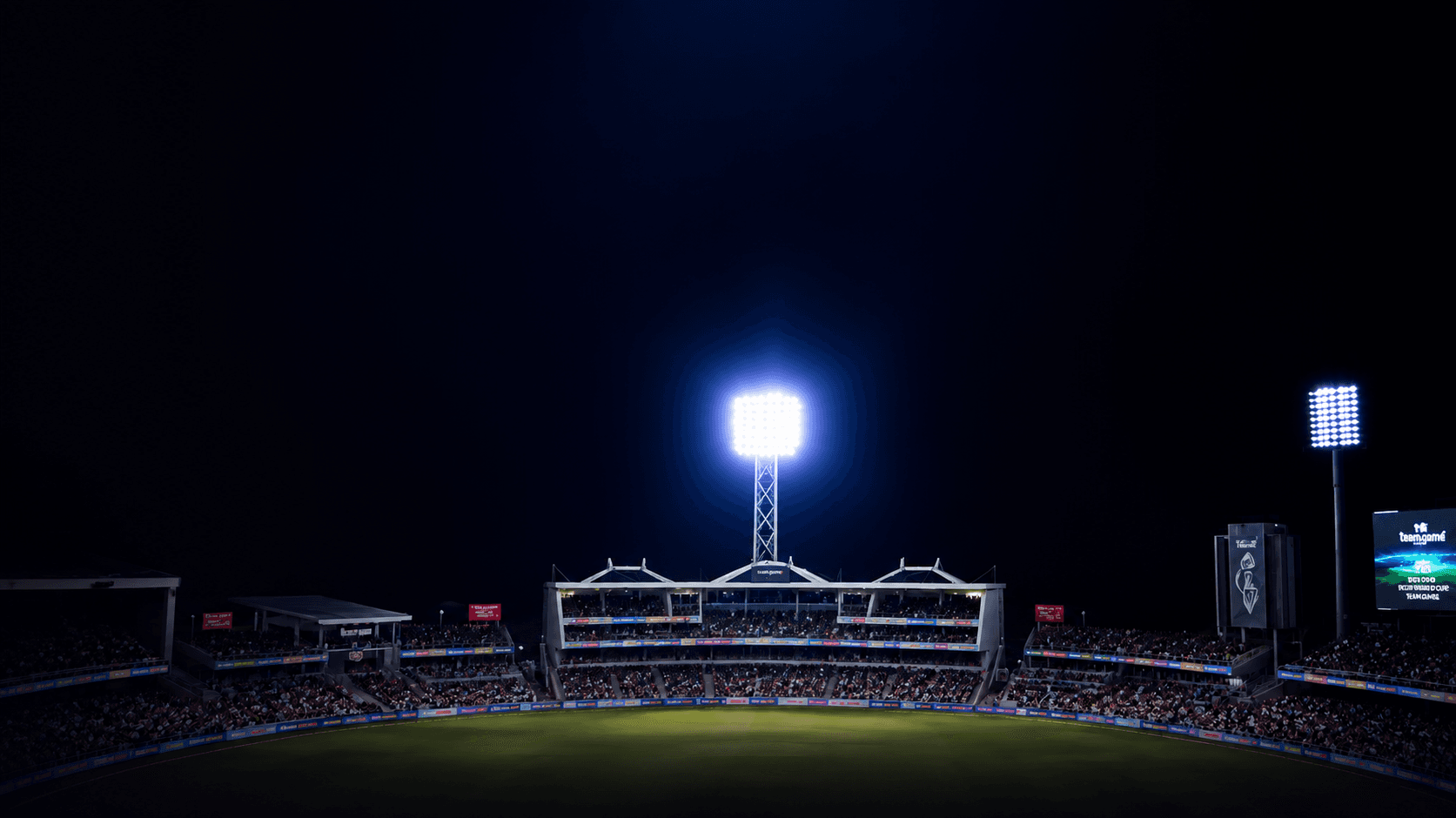 Indian cricket stadium at night